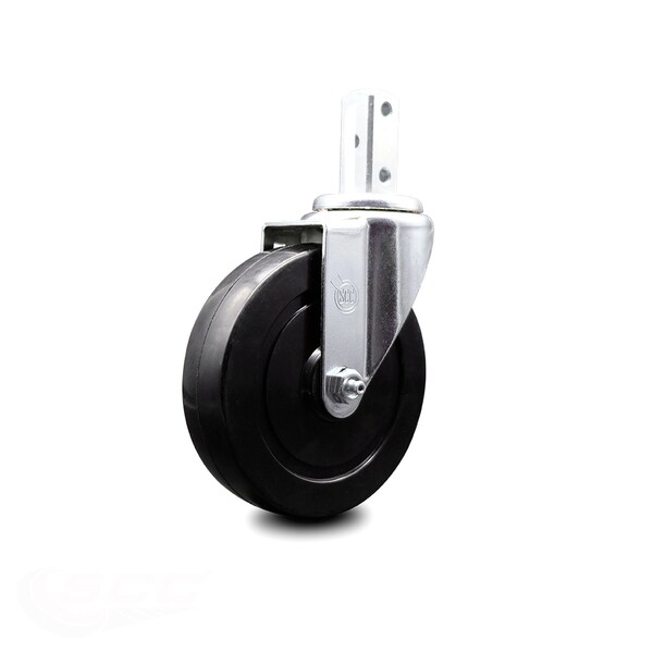 5 Inch Hard Rubber Wheel Swivel 7/8 Inch Square Stem Caster